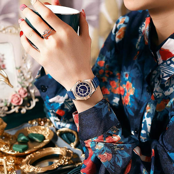 Lyxiga Damklockor Kristall Diamantklockor Eleganta Kvarts Damarmbandsur Vattentät Analog Display