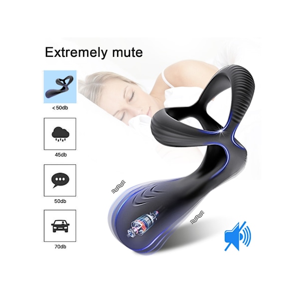 Vibrator för män, fördröjer utlösning, penisring, erektionsring, klitorisstimulator (Svart)