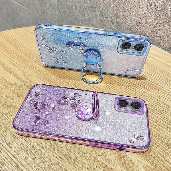 For Motorola Moto E22 4G/E22i 4G TPU Ring Deksel Stativ Glitter Telefon Deksel