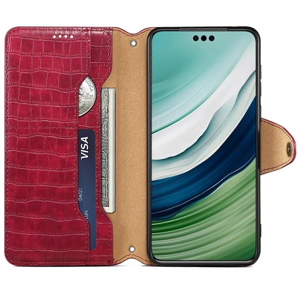 Læderetui med telefonstativ og tegnebogsfunktion til Huawei Mate 60 Pro+
