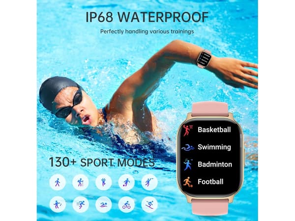 Smartklokke 2.1 Puls Søvn Skritteller 130+ Sportsmoduser IP69 Vanntett Android/IOS Grå