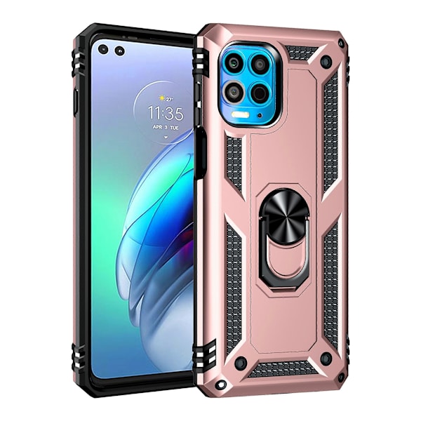 Hybrid Anti-fall-telefonfodral i plast+TPU+metall med fingerringhållare för Motorola Edge S/Moto G100
