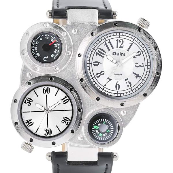 Damklockor, OULM Kvartsrörelse Armbandsur, Design med Två Tidszoner