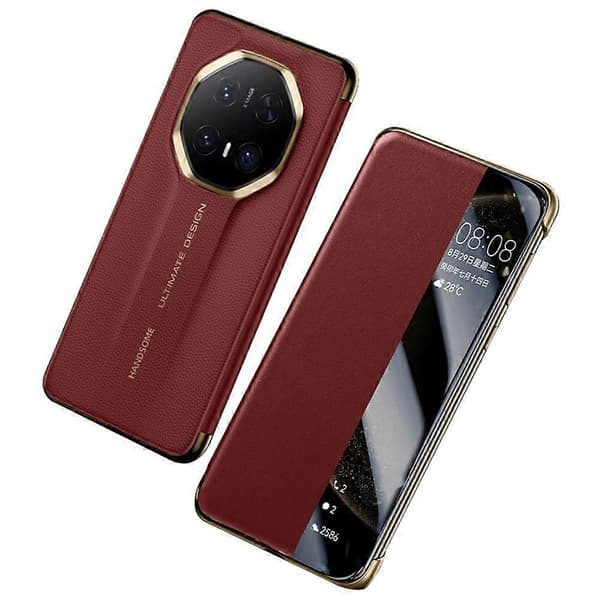 Til Huawei Mate 70 RS Ultimate Case Ægte Oksehud Læder Visningsvindue Smartphone Cover