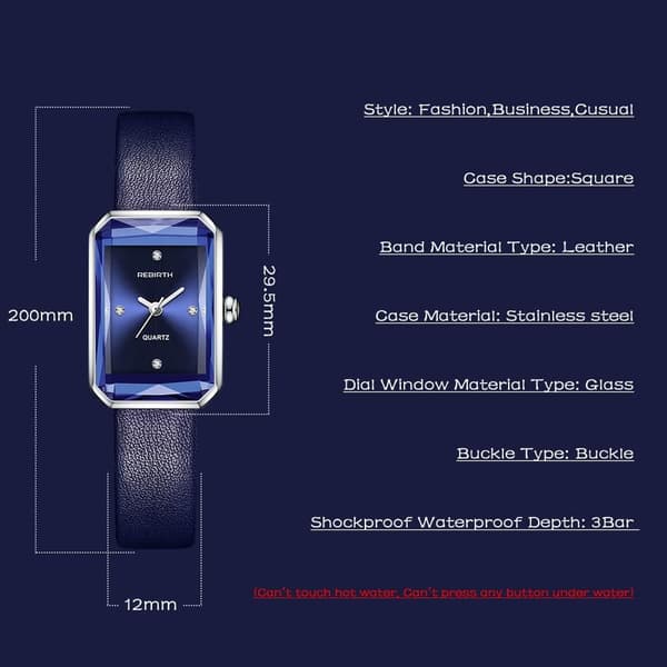 Rektangulær dameur diamant elegant quartz ur til kvinder læderrem analog display afslappet damearmbåndsur