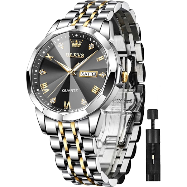 Herrklockor rostfritt stål armbandsur kvarts analog vattentät lysande diamant armbandsur lyx fritid för män