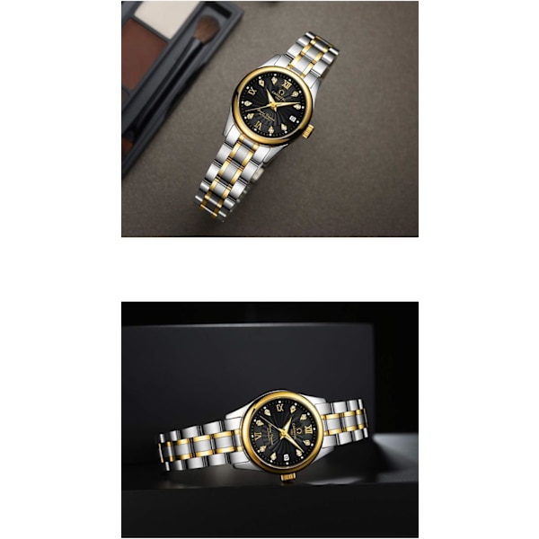 Relogio Feminino Lyx Dam Mekaniska Klockor Dam Vattentät Kristall Safir Automatisk Armbandsur Kalender Klocka