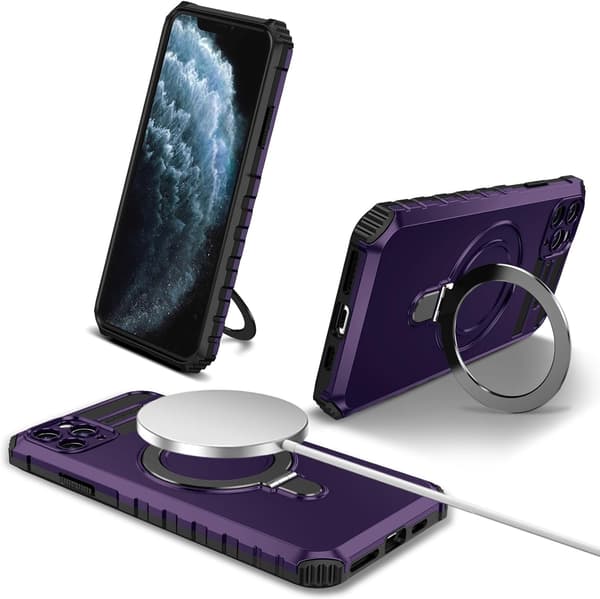 Telefoncover - iPhone 11 Pro Max - Stødsikkert - Magnetisk holder - Lilla Purple iPhone 11 Pro Max