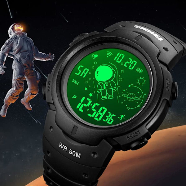 Astronaut Unisex Klocka Dam Herr Digital Multifunktionell Sport Casual Klocka 50m Vattentålig LED-klocka