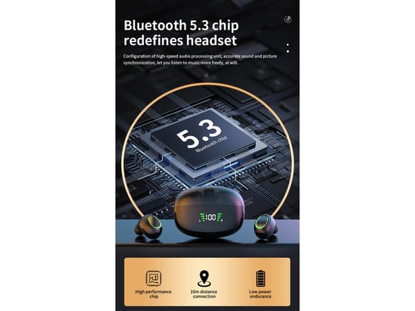 Svarta Bluetooth Hifi Stereo Hörlurar