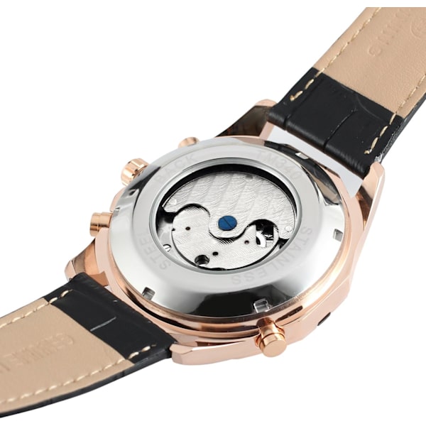 Herrklocka med automatisk uppdragning, Original Tourbillion, kalender, läderarmband FSG340M3T4