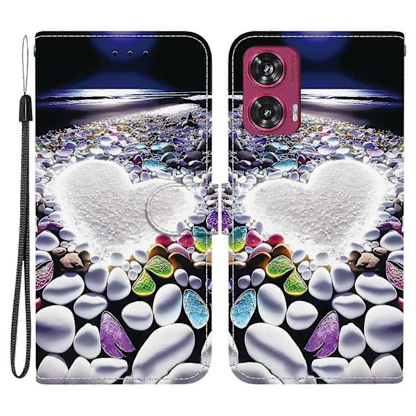 Mönstrat tryckfodral i läderplånboksstil med snodd för Motorola Edge 50 Fusion 5G