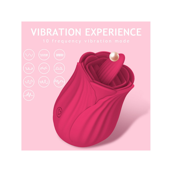 Mini Ros Tunga Slickande Vibrator för Kvinnor (Röd)