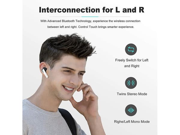 TWS True Wireless Bluetooth Hörlurar Vattentät Time Rosa