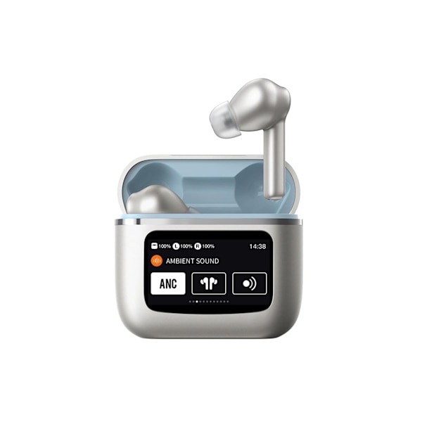 Hifi Stereo Smart Touch Lcd Tyg Bluetooth Hörlurar med Brusreducering Silver