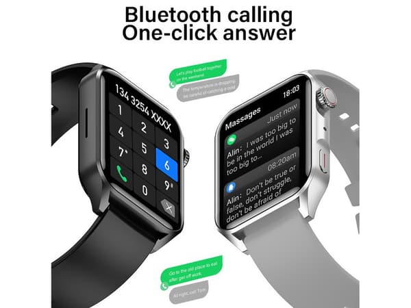 Smartwatches til mænd 1,78 tommer HD-skærm Bluetooth-opkald NFC Sort