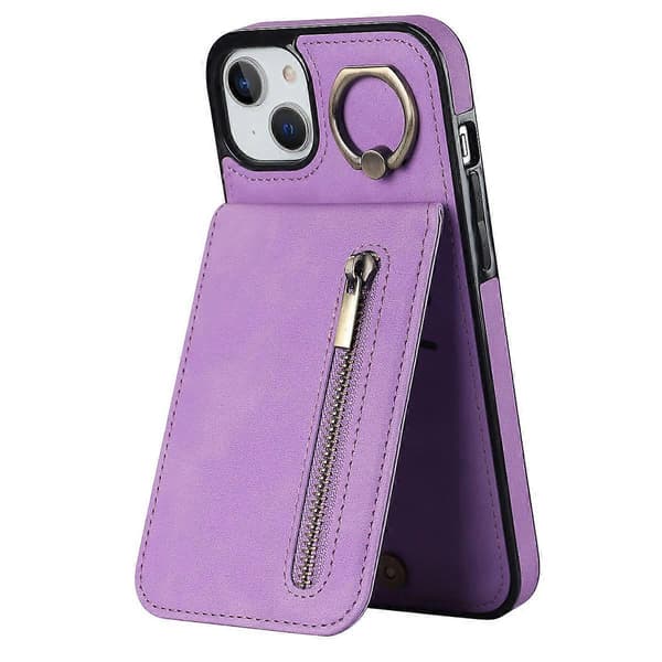 För iPhone 15 Plus Baksida RFID-blockerande Telefonfodral Plånbok Retro PU+TPU Ställfodral