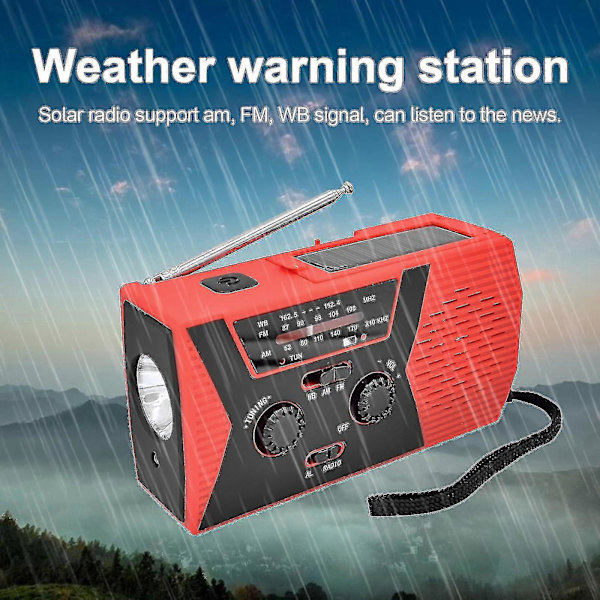 Nödladdare med Handvevsdynamo 4000mAh Väderradio Ficklampa Solcellsladdare