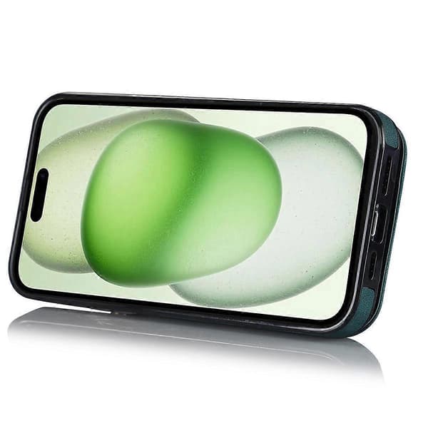 För iPhone 15 Plus Baksida RFID-blockerande Telefonfodral Plånbok Retro PU+TPU Ställfodral