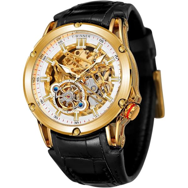 AUTOMATISK HERRKLOCKA STOR URTAVLA KRAFTFULL EXOTISK TOURBILLON SKELETTKLOCKA