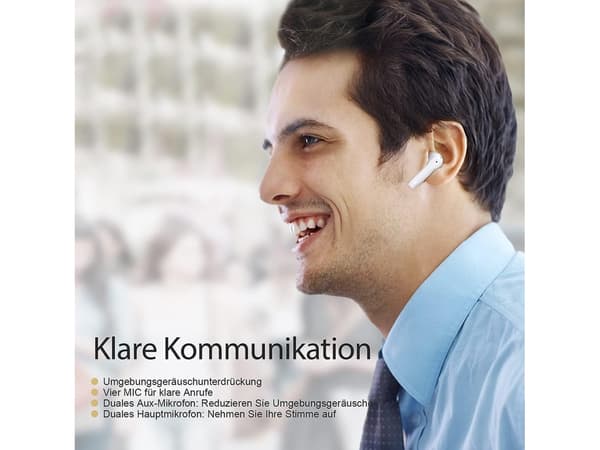 Chronos Hörlurar Stereo Ljud HD In-Call Bluetooth med Brusreducering Vit