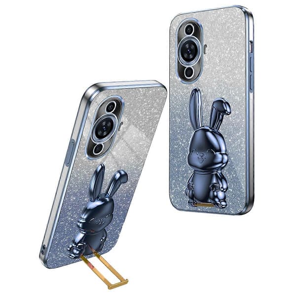 För Huawei nova 11 Tecknad Kanin Ställ Skydd Glitter Mobilskal