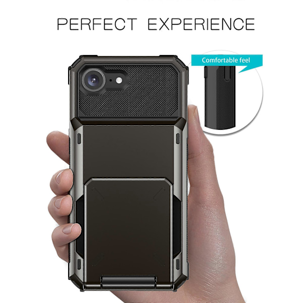 För iPhone SE (2024) Mobilskal PC+TPU Dubbla Lager Baksida med Korthållare