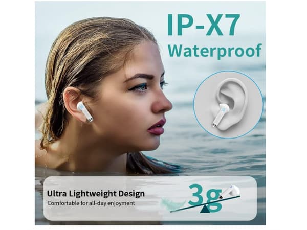 Hifi Sport Display Bluetooth Vattentäta Stereo Hörlurar Vit