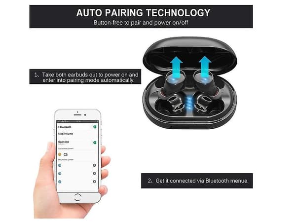 Vattentäta Bluetooth Stereo Djup Bas Hörlurar Svart