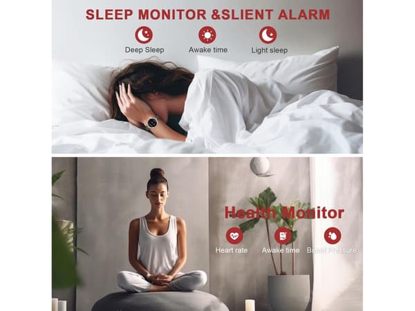 Smartklokke for kvinner Bluetooth-anrop Ios/Android Svart