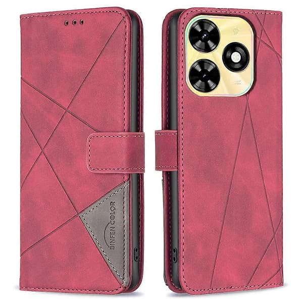 Geometrisk Linje Læder Telefon Cover til Tecno Spark 20C, Tegnebogsdesign