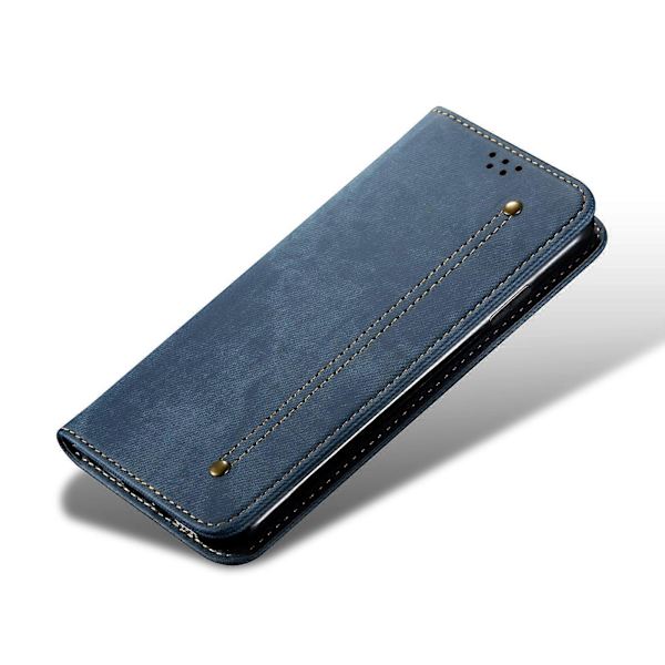 För Motorola Edge 50 Pro 5G Fodral Läder Jeans Tyg Textur Folio Flip Telefonfodral