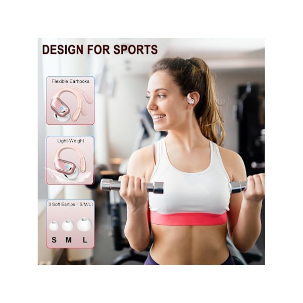 Trådlösa sporthörlurar Bluetooth Bluetooth 5.3 Hörlurar med mikrofon Brusreducering Hifi Stereo Headset 75H med LED-display och YEMAESRE