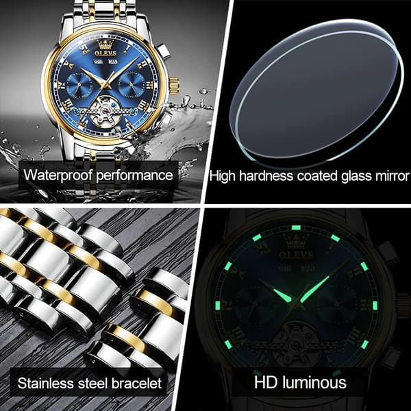 Mekanisk herrklocka, mode, klassisk tourbillon, ihålig klocka (Vit)
