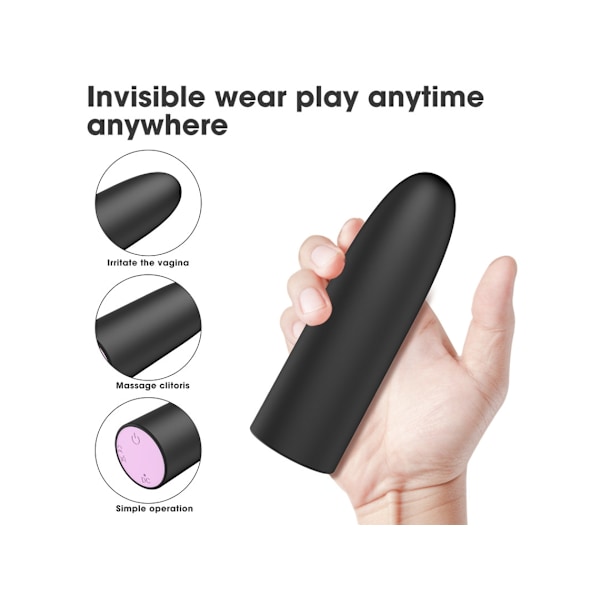 10 Frekvens Trådlös Fjärrkontroll Uppladdningsbar Bullet Vibrator för Kvinnor (Svart)