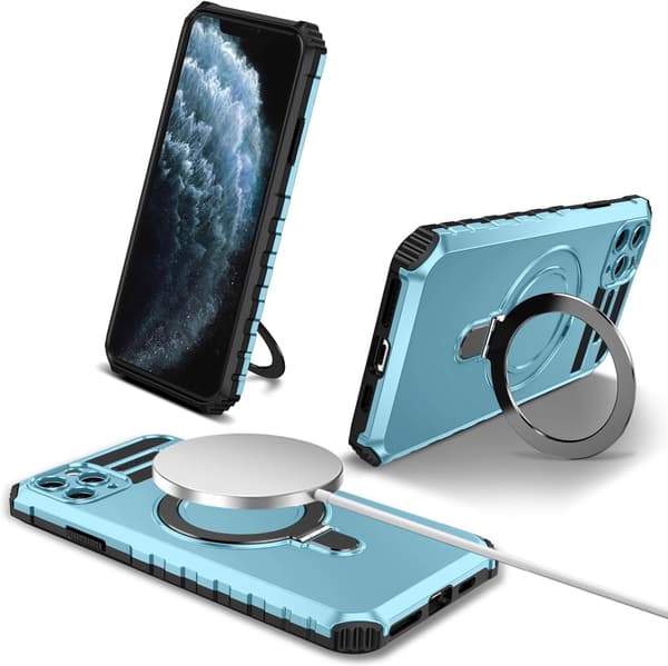 Telefondeksel - iPhone 11 Pro Max - Støtsikker - Magnetisk holder - Himmelsblå Sky Blue iPhone 11 Pro Max