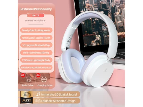 Trådlösa Stereo Hifi Bluetooth Hörlurar med Brusreducering Blå