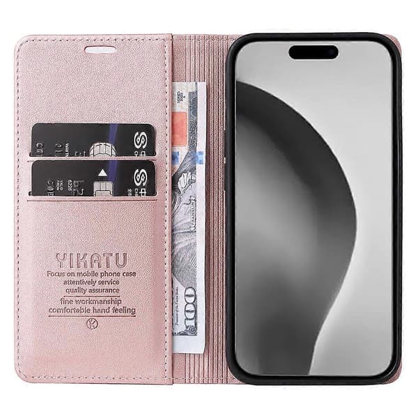 Ställfodral i PU-läder med plånbok för iPhone 16 Pro Max