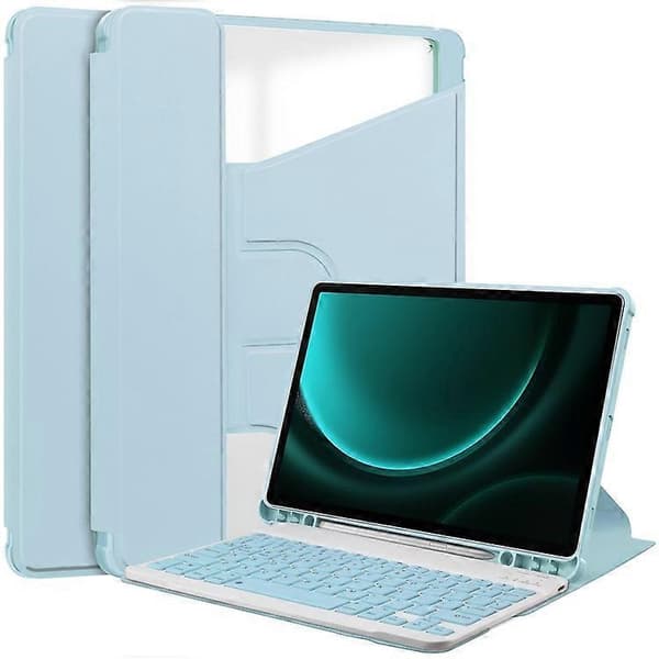 Samsung Galaxy Tab S9 FE Plus Tablet Fodral med Bluetooth-tangentbord och Vridbart Ställ