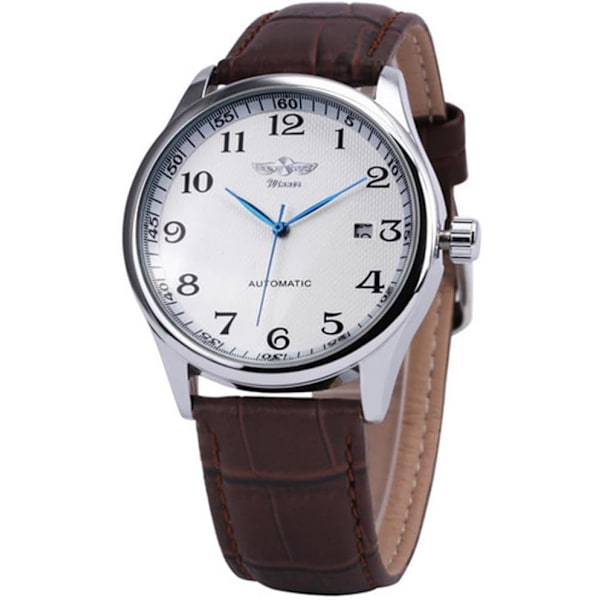 Klassisk Automatisk Mekanisk Herrklocka Business Herrklocka Mjukt Läderband Arabiska Siffror Dag Kalender Vattentät Armbandsur för Män