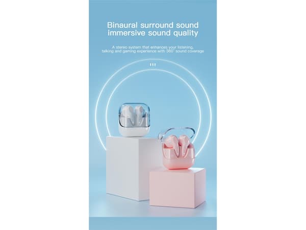 Vita Bluetooth-hörlurar utan kamera