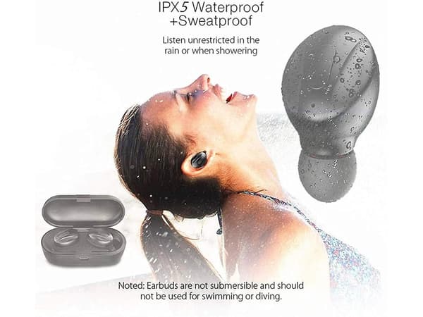 Vattentäta Bluetooth Stereo Hörlurar i Tyg, Vit