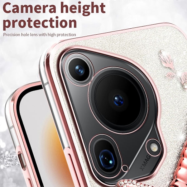 För Huawei Pura 70 Ultra Skal Fjäril Ställ TPU Blommor Glitter Mobilskal