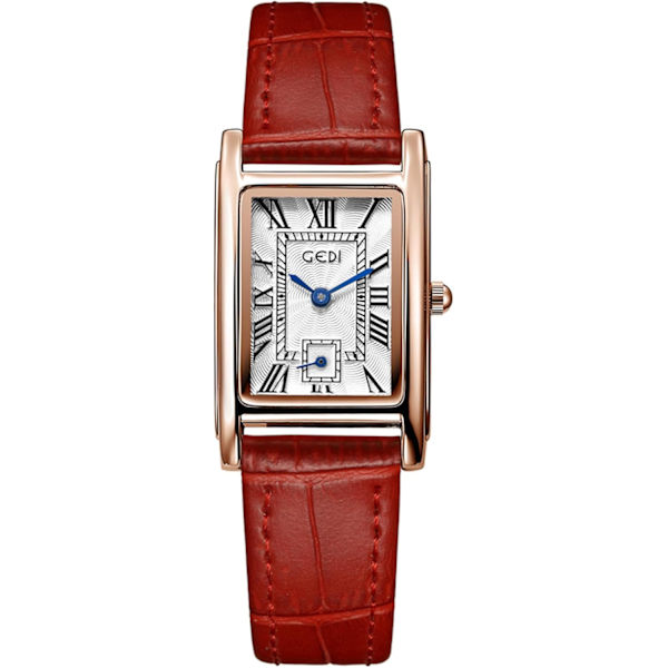Dam Quartz Klocka Dam Elegant Fyrkantig Vardagsklänning Klocka med Läderrem Analog Quartz Dam Armbandsur