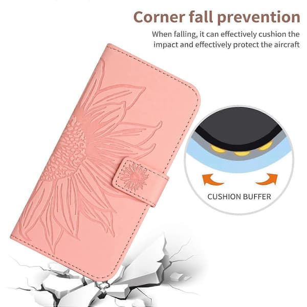 Fodral för iPhone SE (2024) med handledsrem, solrosmönstrat plånboksfodral