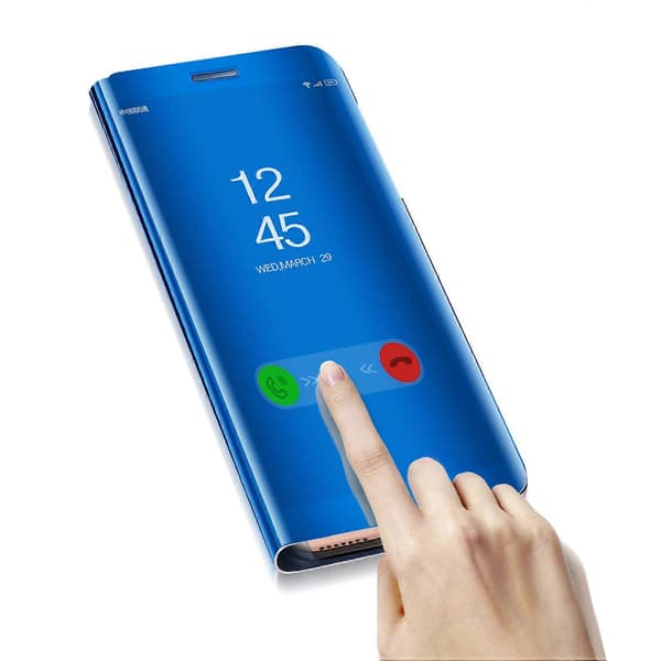 Lærveske til Huawei Mate 10 med speiloverflate og lærstativ