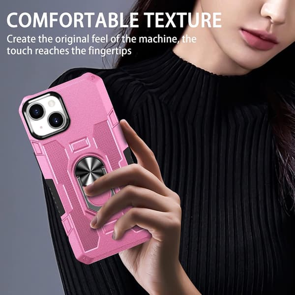 Telefoncover - iPhone 15 - Ringholder - Stødsikkert - Pink