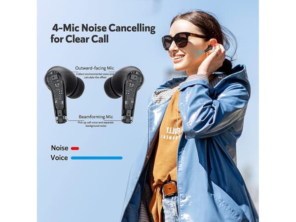 Bluetooth brusreducerande in-ear hörlurar, svarta