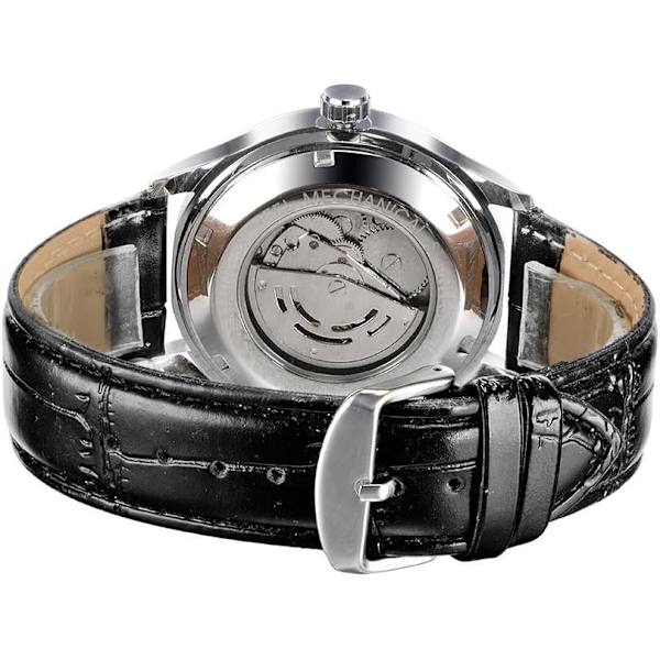 Klassisk Automatisk Mekanisk Herrklocka Business Herrklocka Mjukt Läderband Arabiska Siffror Dag Kalender Vattentät Armbandsur för Män
