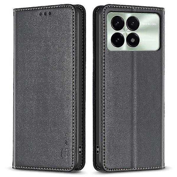 Läderfodral med ställ för Xiaomi Redmi K70E 5G/Poco X6 Pro 5G mobiltelefon, med 3 kortfack